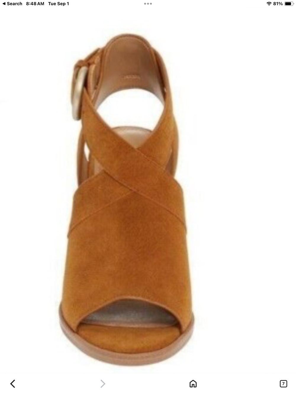 Marc Fisher Women’s Tan Suede Crisscross Peep-Toe Sandal NWT